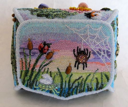 Bead Embroidered Frog Box 578